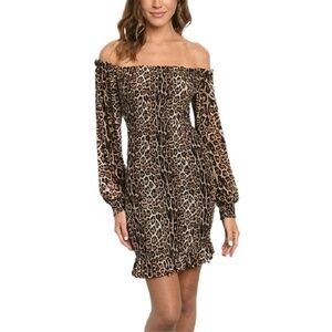 Sexy  Dress by Celebrity Hera Collection Ruffles Cheetah Print Stretch